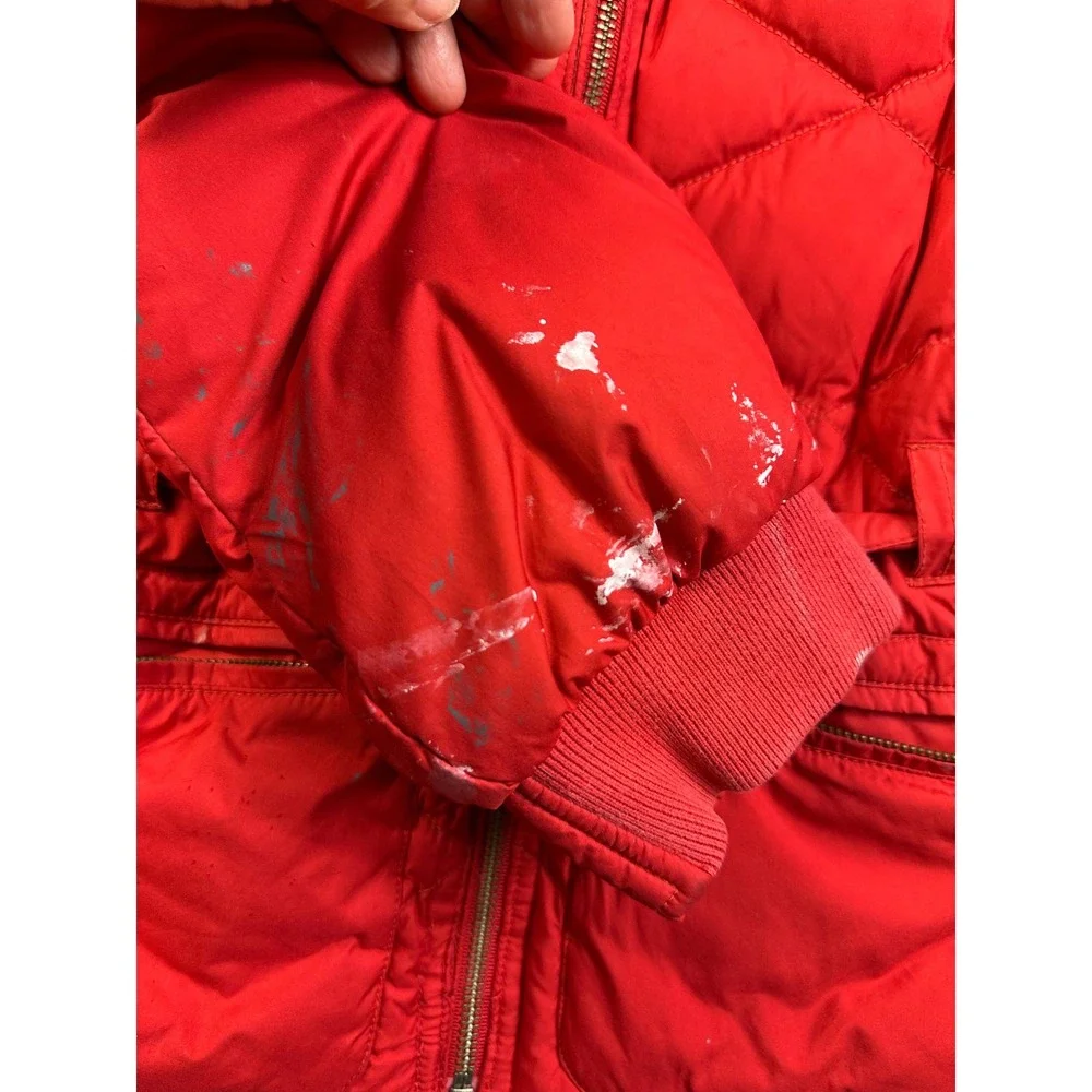 VTG Ralph Lauren Girls Red Quilted Down Puffer Jacket Hooded Belted Size XL 16